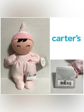 🆕CARTER’S - NWT - INFANT GIRLS PINK DOLL PLUSH RATTLE TOY